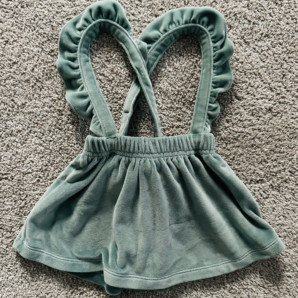 Carter’s Sage Green velvet Ruffled Strap Dress